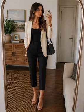 THEORY Cropped Trouser Pants Black Capri Ponte Revolve Rich Girl NWT Size 12